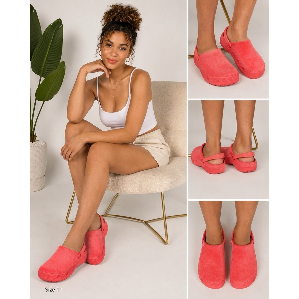 Size 10- 11 Classic bright pink Women's Swede Colorful crocs -